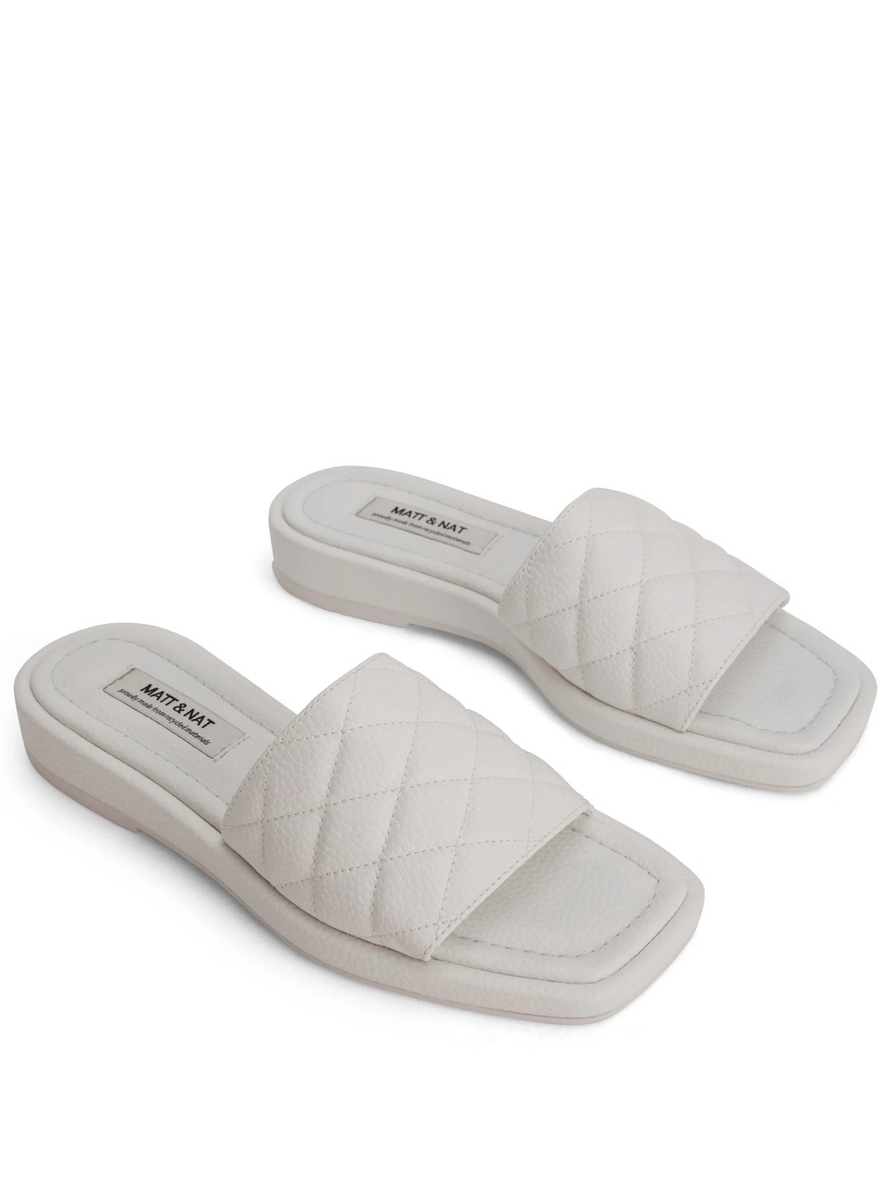 MATT & NAT Brie white Quilted Slide vegan recycled Sandals